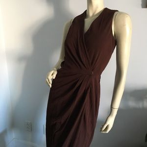 Vtg brown sleeveless wrap midi dress Jones NY